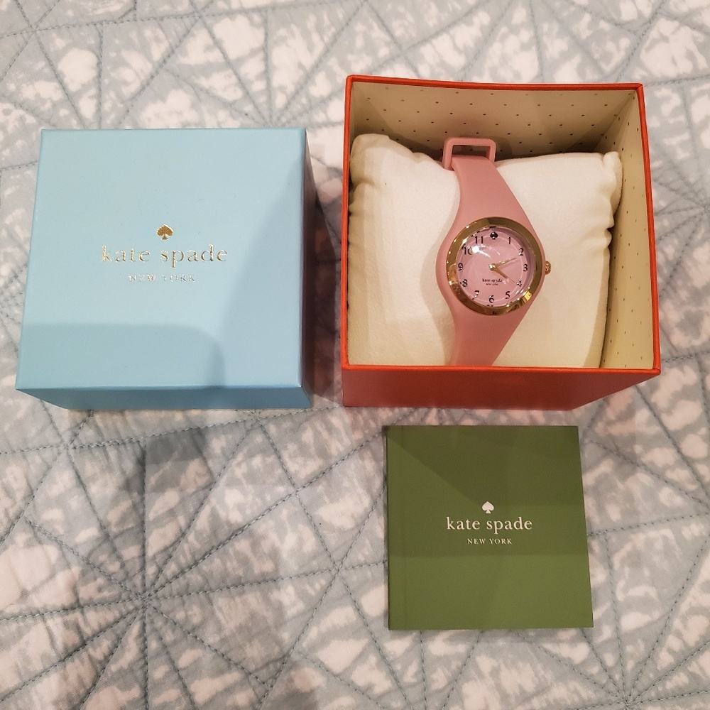 Kate Spade pink rubber watch with box